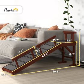 PawHut Wooden Dog Ramp With Removable Guardrails, Non-Slip Surface,, Brown