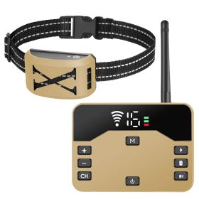 Wireless Electric Dog Fence Waterproof Pet Shock Boundary Containment System Electric Training Collar for Small Medium Large Dogs (type: Fence with 1 collar, Color: Gold)