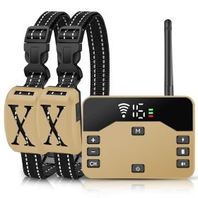 Wireless Electric Dog Fence Waterproof Pet Shock Boundary Containment System Electric Training Collar for Small Medium Large Dogs (type: Fence with 2 Collar, Color: Gold)